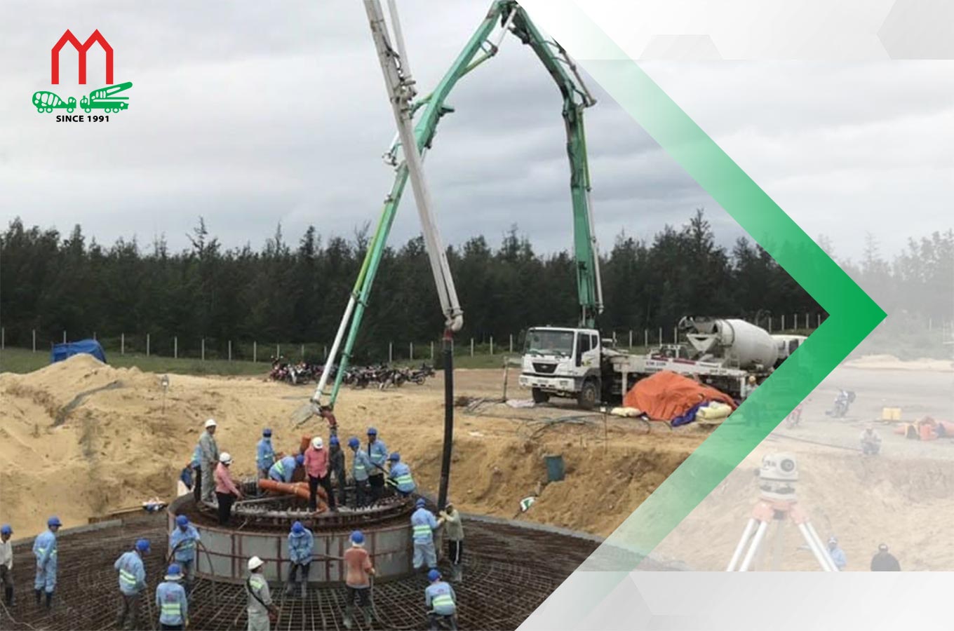 Thiết bị bơm bê tông tại công trường