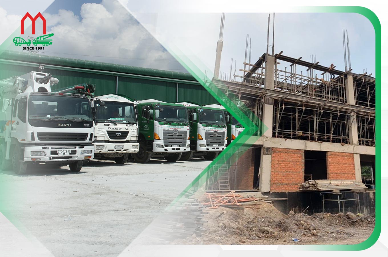 Xe bê tông tươi vận chuyển đến công trường