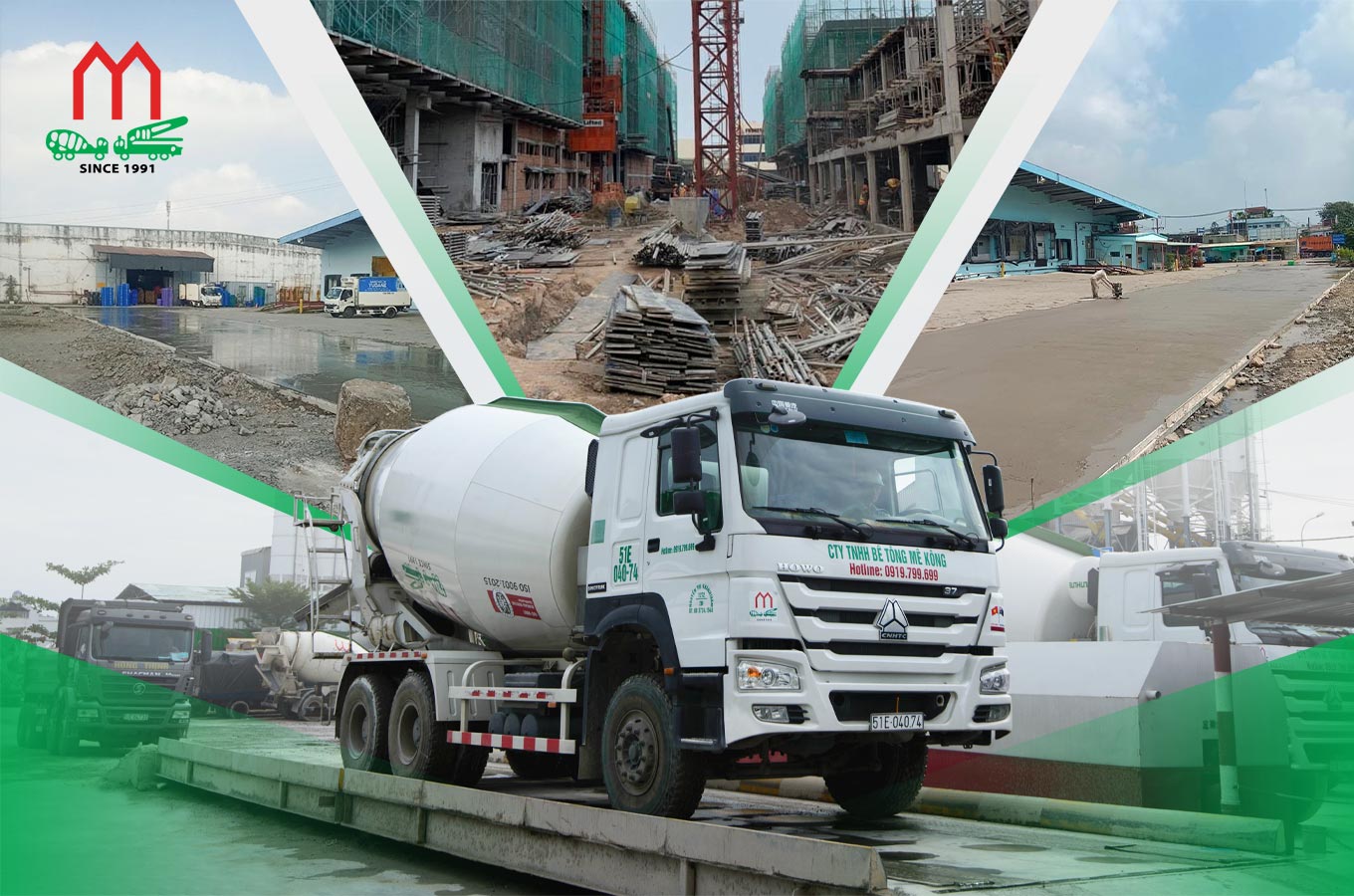 Xe bồn vận chuyển bê tông đến công trường