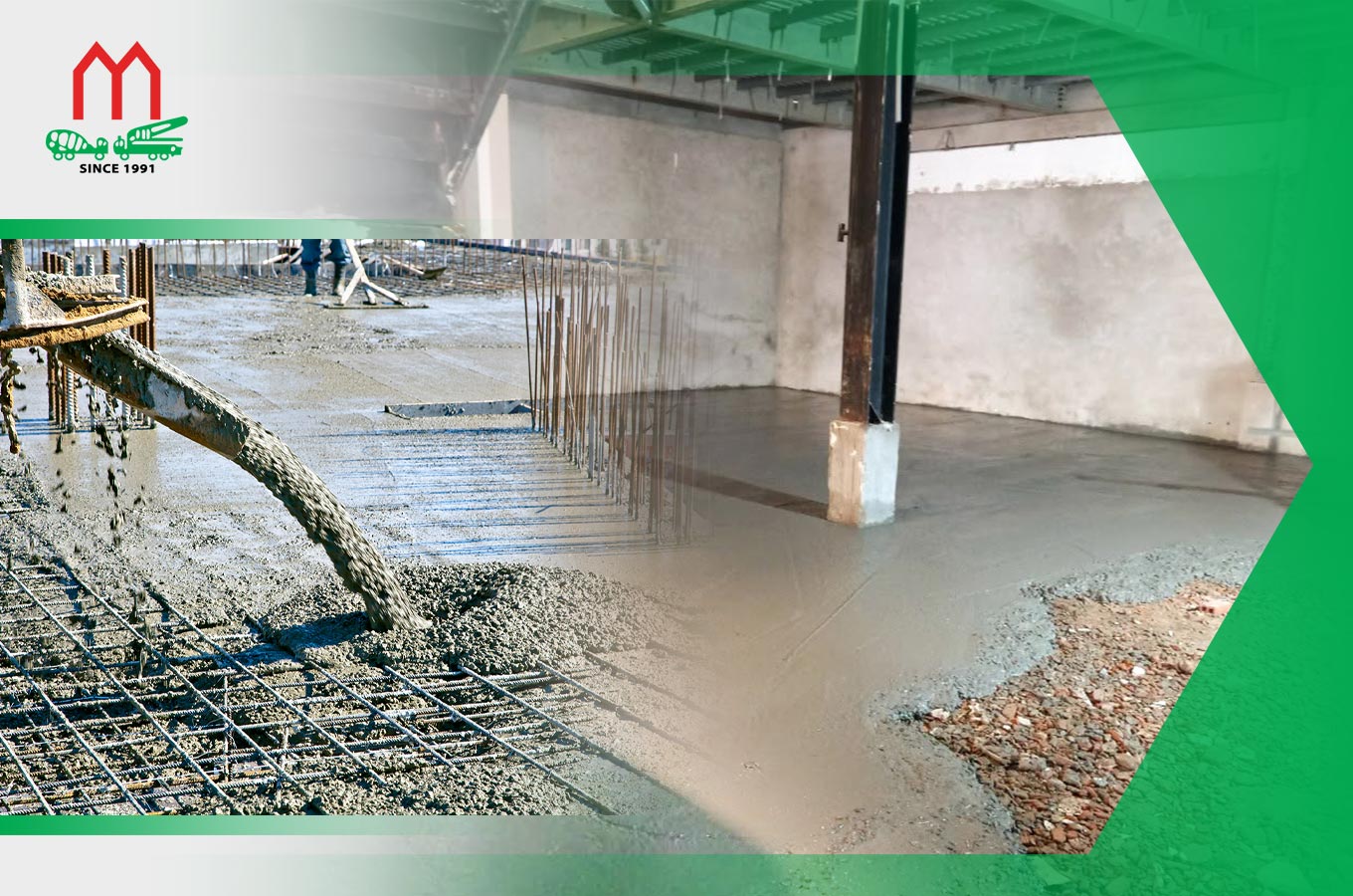 Bê tông tươi được vận chuyển đến công trình
