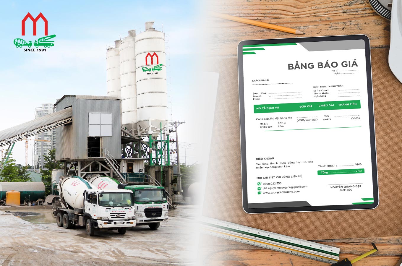 Báo giá cần căn cứ vào thông số bê tông, khối lượng và điều kiện giao hàng