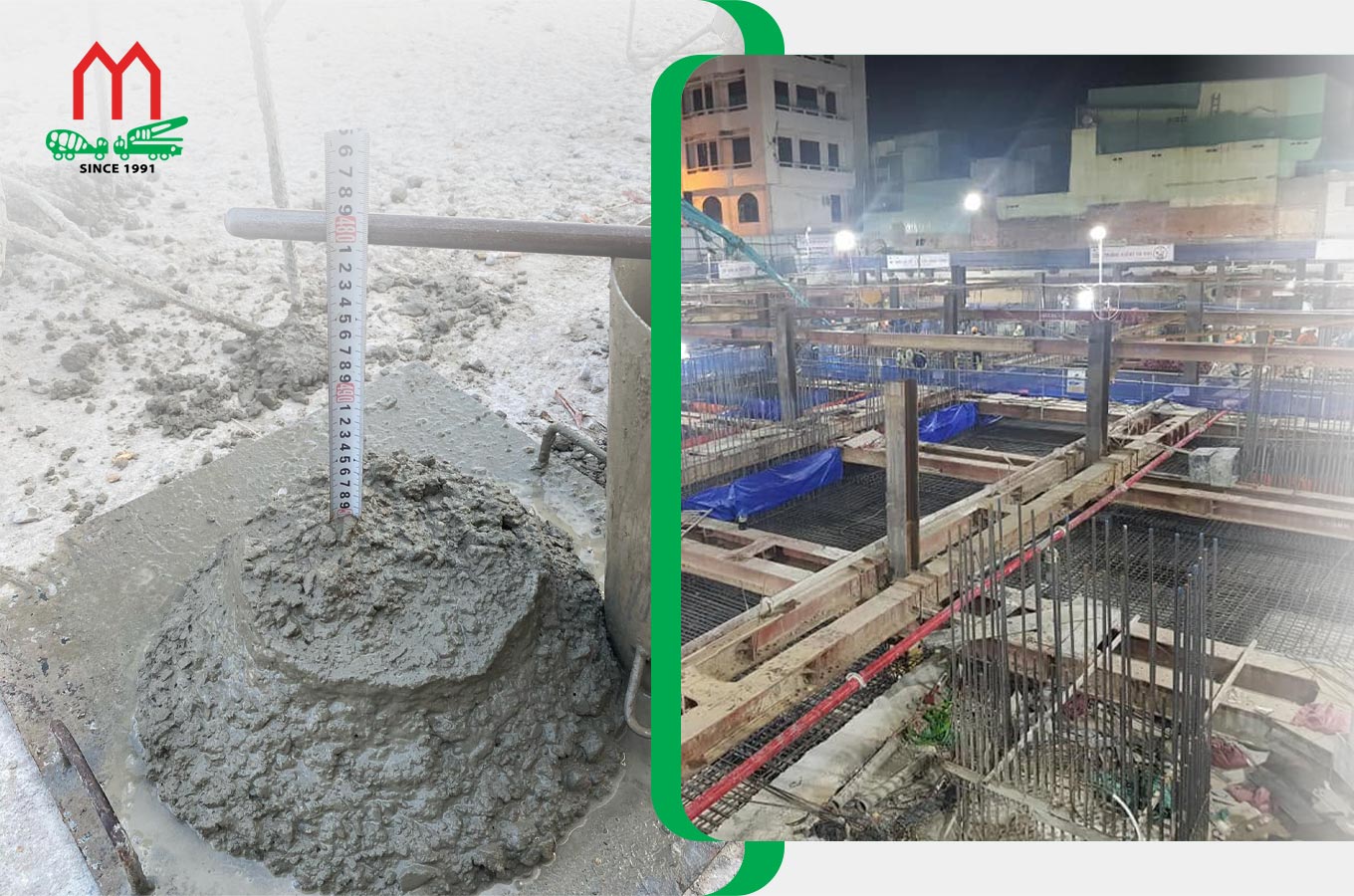 Độ sụt và phương án thi công bê tông cột, dầm, sàn