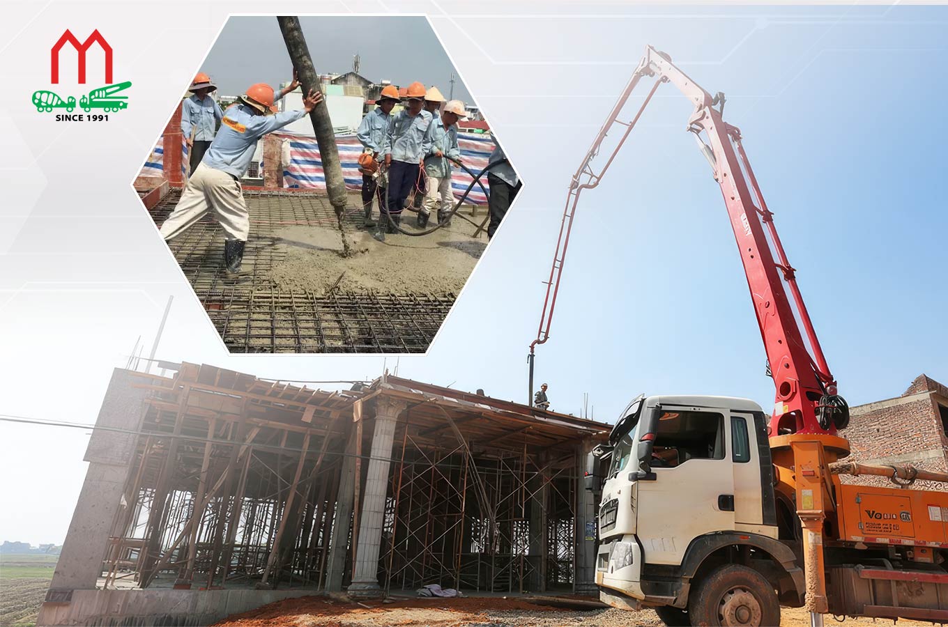 Điều kiện mặt bằng và vị trí đặt thiết bị cần được xác định trước khi triển khai bơm bê tông