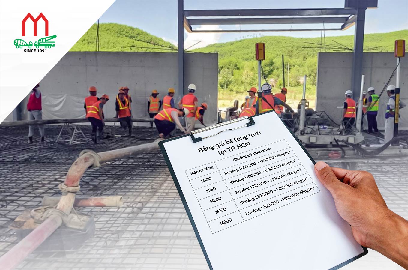 Loại thiết bị và phương án bố trí là một trong những cơ sở xác định chi phí bơm bê tông