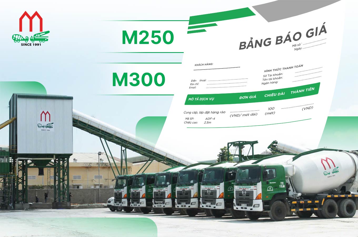 Các yếu tố ảnh hưởng đến giá bê tông M250 và M300